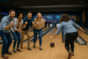 team building bowling strike