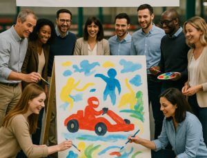 activité de team building créative pour créer la confiance dans l'équipe